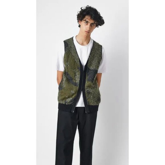 Common Market The Henrik Vest Mohair Green Black White Medium - Picture 1 of 7